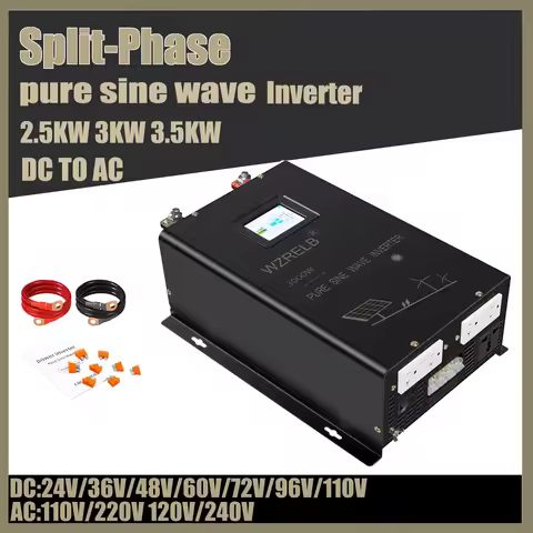 120V/240V Split-Phase Inverter 2.5kw 3kw 3.5kw Pure Sine Wave Off Grid Power Converter PV 24V 48V 72