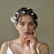 Vintage Diamond Mesh Veil, Elegant Masquerade Ball Face-covering Veil