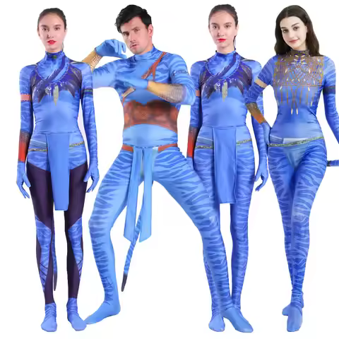 Cosplay Avatar Costume for Women and Men Couple jumpsuit Family Kids Bobysuit Play Alien Movie Avata