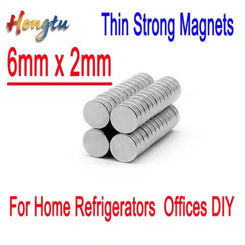 Hongtu Thin Strong Magnets 6mm x 2mm Small Round Magnet 6x2mm For Home Refrigerators, Offices DIY 6*