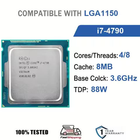 Intel Core I7-4790 4 Core 8 Thread 3.6GHz 88W 8MB Cache 22nm LGA1150 SR1QF DDR3 1333/1600 MHz Haswel