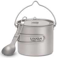 Lixada หม้อไทเทเนียมน้ําหนักเบา 750 มล. พร้อม Spork แบบพับได้สําหรับตั้งแคมป์กลางแจ้งเดินป่าแบกเป้ปิ
