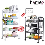 HOMESHOMEY Multipurpose 4/5 Layer Trolley Rack Rak Troli Storage Rack with Wheel