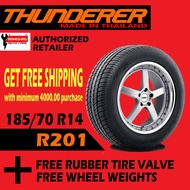 185/70R14 Thunderer R201 Tires 88H (Made in Thailand) with Free Rubber Tire Valve and Wheel Weights