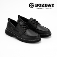 BOZBAY Docmart Men's Casual Work Shoes with Laces Kasut Kulit Kasut Kerja Hitam Lelaki
