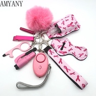 Girl Safety Keychain For Women Bottle Opener Pom Pom Fur Ball Wristlet