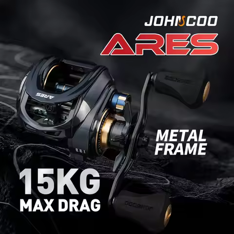 JOHNCOO Baitcasting Reel Aluminum Frame Saltwater Fishing Reel 6.8:1 Gear Ratio 15kg Max Drag Big Ga
