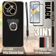 3 In 1 For Tecno Spark Go 1/Spark Go 2025/POP 9 4G Straight Edge Electroplated Case with Ceramic Tem