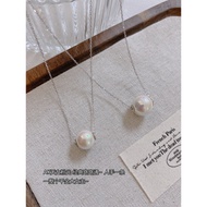 925 Silver AKOYA AKOYA Pink Pearl Necklace Female French Retro Premium One Pearl Passepartout Pendan