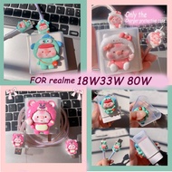 Charger Protector For Realme 18w 33w 67w 80w 65w Cute Crossdressing Piggy charger cover cable protec