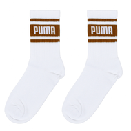 PUMA Fashion 條紋半統襪  25~27cm  白色 + 咖啡色  1雙
