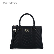 Carlo Rino Black Stripy Top Handle Bag