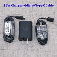 12V1.5A Fast Charger Turbo Power 18W Quick US Adapter Micro/USB C Data Cable For Motorola Moto E5 Pl