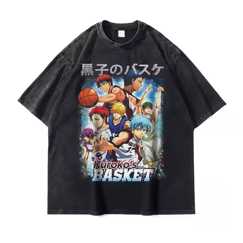 Anime K-Kurokos Basketball T-shirts Oversized Vintage Washed Kuroko Tetsuya T Shirt Streetwear Manga