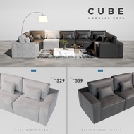 FREE INSTALL Modular Sofa Murah Leather Look Easy Clean Fabric 1 2 3 Seater L Shape Kulit Kain Water