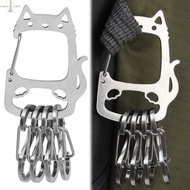 Stainless Steel Cat Carabiner - Outdoor Hiking Buckles - Mini Creative Keychains - Camping Hook Clip