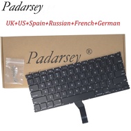 ปาร์ดาร์ซีย์เปลี่ยนเราสหราชอาณาจักรสเปนแป้นพิมพ์ใหม่รัสเซียเยอรมันฝรั่งเศสเข้ากันได้กับ MacBook Air 13 A1369 2011 A1466 2012-2015