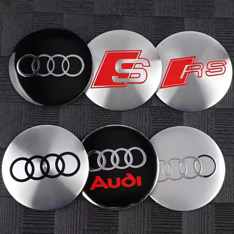 56/60/65mm 4PCS Audi Hub Caps Car Wheel Center Cap Emblem Badge Sticker Decoration Accessories For A