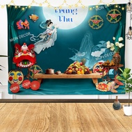 3m x 2m3 - Sharp 3D printed fabric Mid-Autumn Festival backdrop - Mid-Autumn Festival backdrop 2m15x