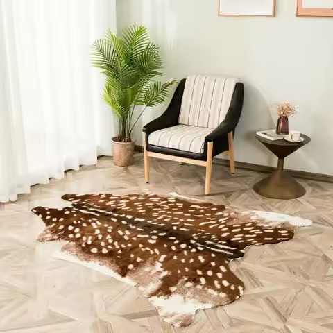 VIKAMA Deer Skin Pattern Carpet Nordic Light Luxury Living Room Decorative Carpet Bedroom Bedside Ca