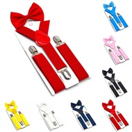 [Ready Stock] Kids Suspender & Bow Tie Sets for Boys Girls Children Elastic & Adjustable