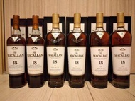 【永恆延續M18的愛整套： 香港行貨Macallan 18雪梨桶2016，2017，2018，2019，2020，2021】MACALLAN 18 years 2016，2017，2018，2019，