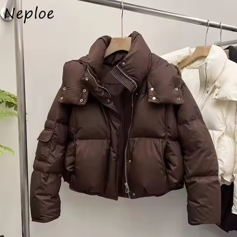 Neploe Short Down 2026 New Warm Veste Femme Solid Hoody Small Fellow Bread Mujer Chaqueta Korea Chic