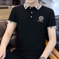 M-5XL Korean Simple Plus Size Collar T Shirt Fashion Casual Business Short Sleeve Polo Shirt Men