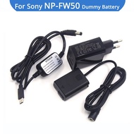 USB สาย C + 18W ชาร์จ PD + สำหรับ Sony A7S2 A7S II R RII A6300 A6500 A6000 ZV-E10แบตเตอรี่กล้อง FW50 AC-PW20 Coupler DC