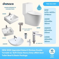 NEW 2025 Upgraded Geberit Rimless Double Tornado w/ Soft Close Heavy Duty UREA Seat Toilet Bowl & Ba