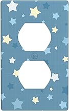 Blue Stars Duplex Device Receptacle Wall Plate Electrical Outlet Covers, 1 Gang Switch Plate And Out