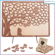 [GedonMY] Wedding Guest Book Sign Guest Registry Book Ornament with Wooden Heart Signs and Stand for