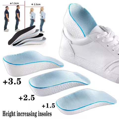Arch Support Height Increase Insoles Half Pads Orthopedic Breathable Memory Foam 7 Points Lifts Shoe