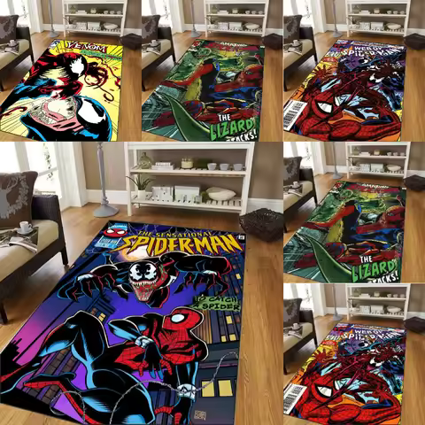 Comic Style Spiderman Cartoon Rug Super Hero Rug for Kids Bedroom Decor Rug Corridor Luxury Personal