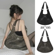 Ason Korean Brand Retro Style Distressed Large-Capacity Crescent Bag Shoulder Bag Female Tote Bag
