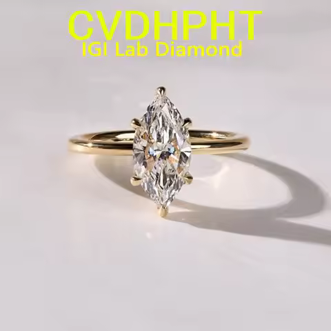 LUXURY 4CT Au750 18K gold IGI Lab grown Diamond Ring Marquise cut Diamond wedding & Engagement Ring