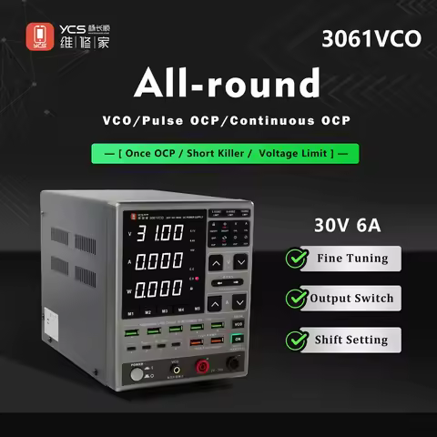 YCS 2025 Newest 3061 VCO OCP DC Adjustable Laboratory Power Supply 30V 6A Output Switch USB-A TYPE-C