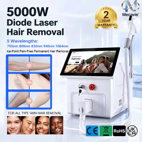 5-Wavelength Diode Laser Hair Removal Machine 5000W FAC Tech Ice Cooling Permanent Hair Removal Devi