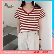 Striped Paper Cardigan with Horse Embroidery QC Minxu Shop CK83