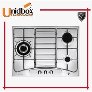 EF EFH 3760 TN VSB 68CM Stainless Steel Gas Hob-PUB/EF/3 Burners/Kitchen Appliances/Cooking Hobs/Gas