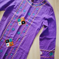 vintage 60s 老印度鏡繡長袍棉洋裝