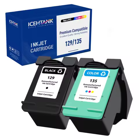 Icehtank Compatible For HP 129 135 Cartridge For HP129 Ink Cartridge For HP Deskjet C4183 5943 6943 