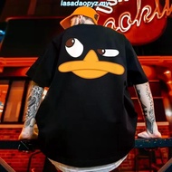 baju oversize lelaki M-8XL t shirt lelaki American Cartoon duck Printed T-Shirt Casual Short Sleeve 