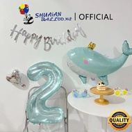 SHUAIAN Birthday Decoration Set Whale Theme Balloon Happy Birthday Package Whale Theme Decoration Oc