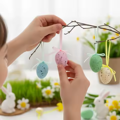 Plastic Easter Eggs 3x4cm DIY Decoration Kids Creative Hanging Ornament