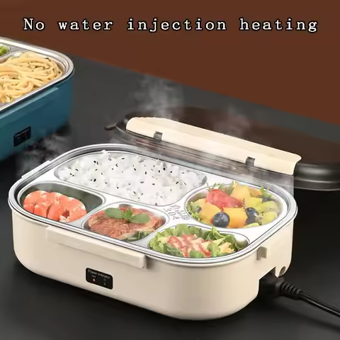 Electric Heated Lunch Boxes Stainless Steel Food Insulation Bento Lunch Box Home Portable Keep Warm 