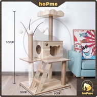 [122cm] Cat Wood Box with Top Climbing Cat Tree Cat Nest Cat Scratch Trees Sisal Column Cat Tree