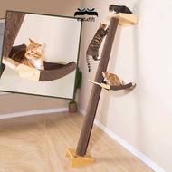 Super Large 180-200cm Height Natural Pine Wood Cat Tree with Cat Hammock Cat Scratching Post