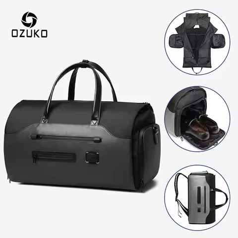 OZUKO Multifunction Men Suit Storage Travel Bag Large Capacity Luggage Handbag Male Waterproof Trave