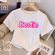 Mola, bestie drawstring crop top t-shirt for girls aged 2-11 years, children's t-shirt tops
